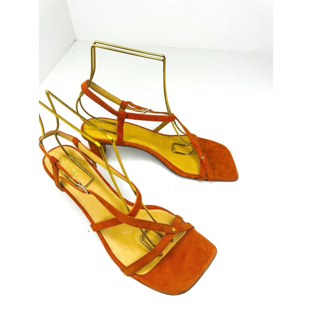 FRAME Le Braxton Orange Suede Strappy Sandals Summer Designer Size EU 37